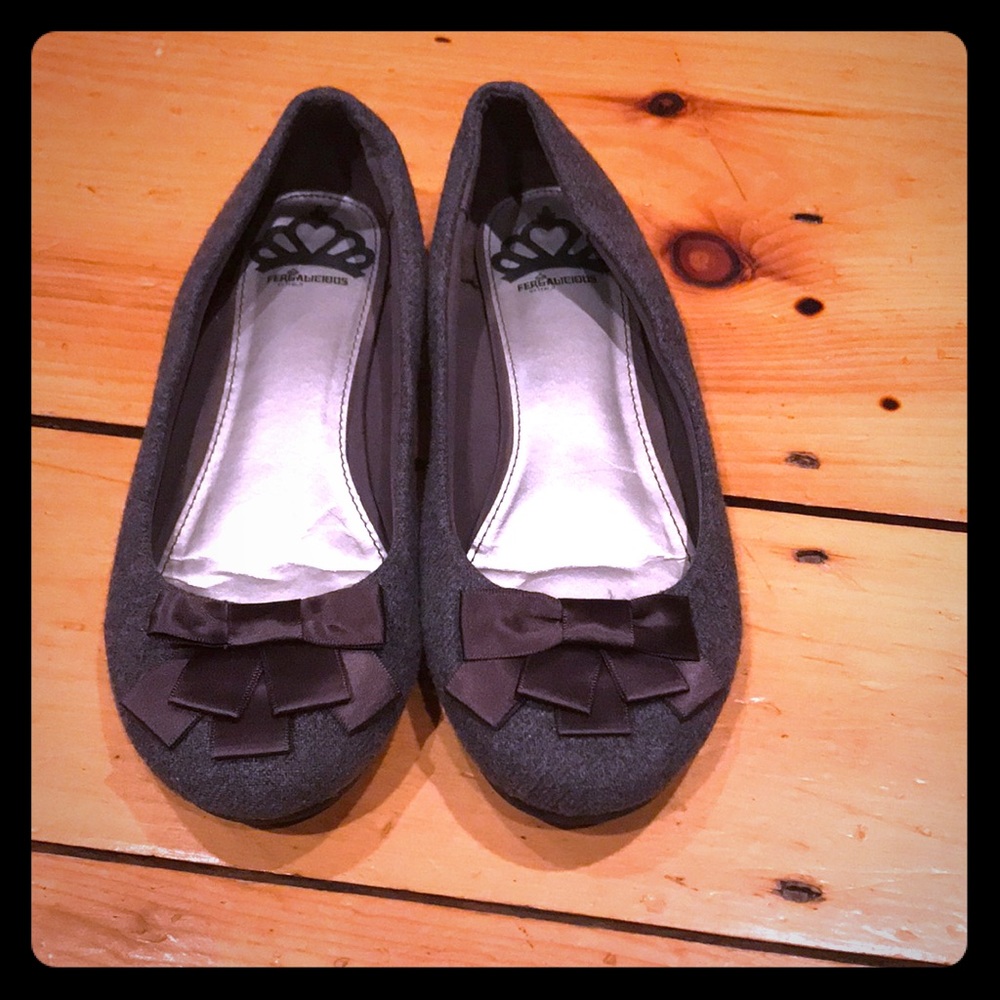 Gray tweed flats